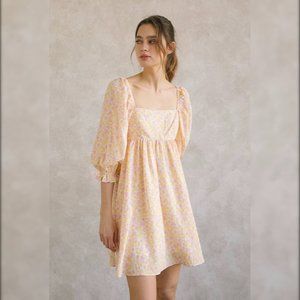 NWT Flowered Baby Doll Mini Dress